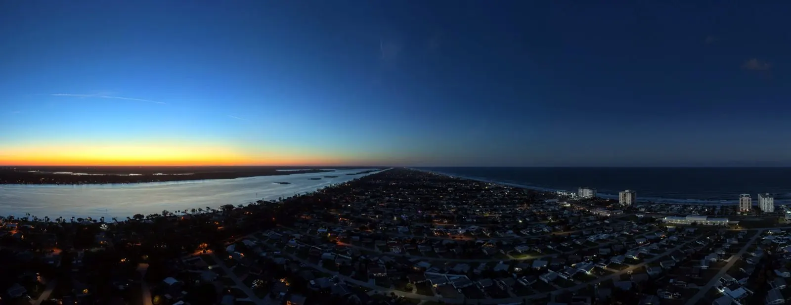Twilight up the coast, shot over Ormond-by-the-Sea looking north toward Flagler County.